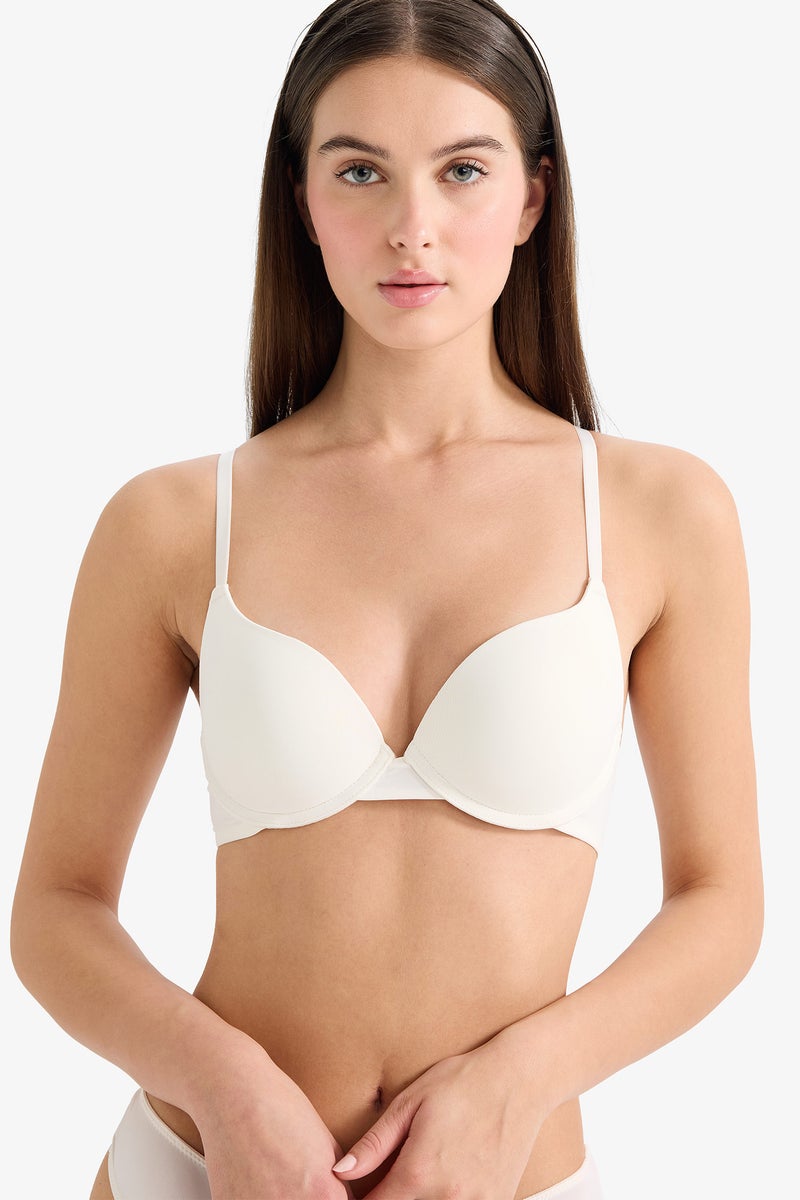 DeFacto Beige Woman Micro Covered Half Padded Underwired T-Shirt Bra Casual - Image 1